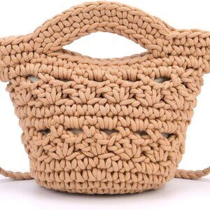 Chic Women's Straw Beach Bag - Hand-Knitted Woven Cotton Purse for Summer